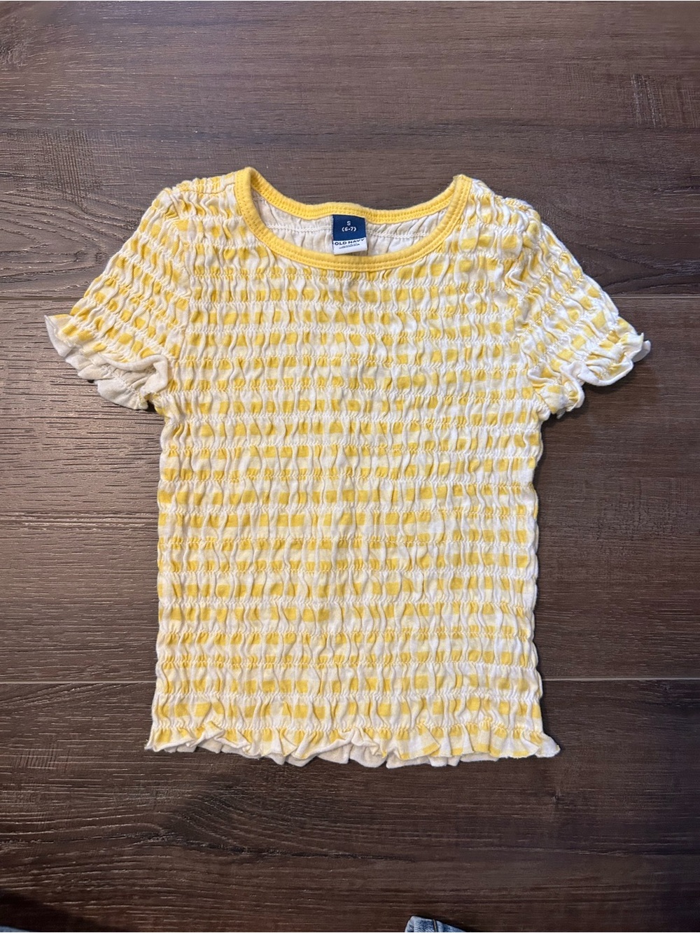 Old Navy Yellow and White Ruffle Tee Shirt